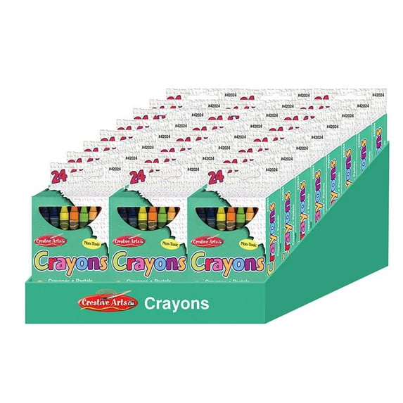Creative Arts™ Crayons - Assorted Colors - 24/Bx, 24 boxes with a Shelf Tray