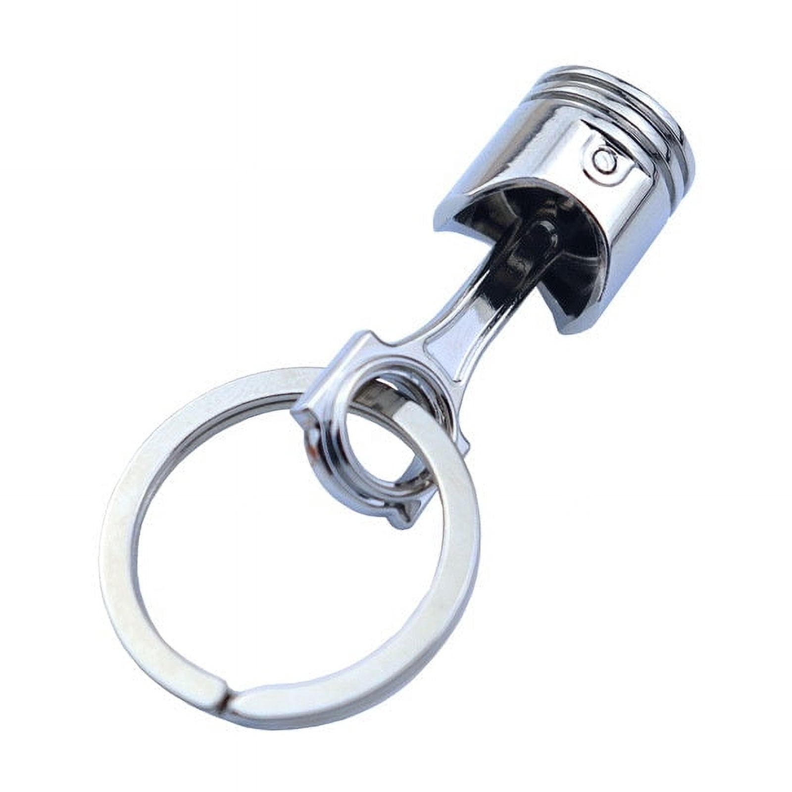 Engine Piston Key Ring Metal Alloy Keychain for Car Enthusiasts Unique Accessory Gift for Men and Women Silver Tone