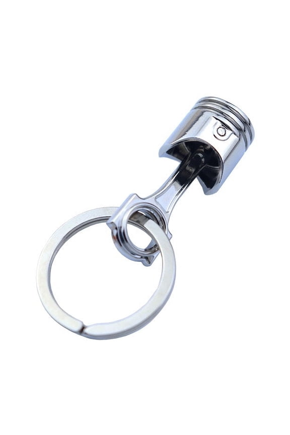 Engine Piston Key Ring Metal Alloy Keychain for Car Enthusiasts Unique Accessory Gift for Men and Women Silver Tone
