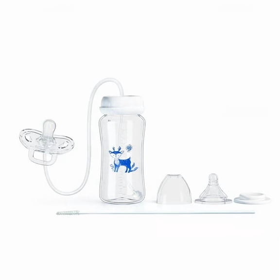 Creative Baby Bottle, Hands-Free 300ml Milk Bottle, Leak-Proof, Anti-Colic, BPA-Free, Comfortable Feeding, Includes Pacifier, Cleaning Brush, Ideal for Newborns