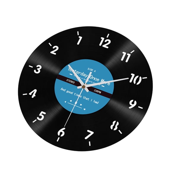 Creative Backwards Running Time Wall Clock 12Inch Vintage Artistic Vinyls Record Designs Wall Clock for Home Decors
