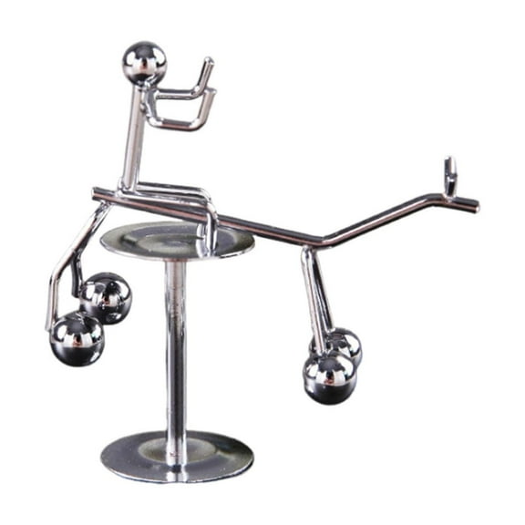 Creative Balance Ball Swing Weightlifting Iron Statue Ornament, Small Erect Kinetic Art Balance Tumbler Tabletop Decoration