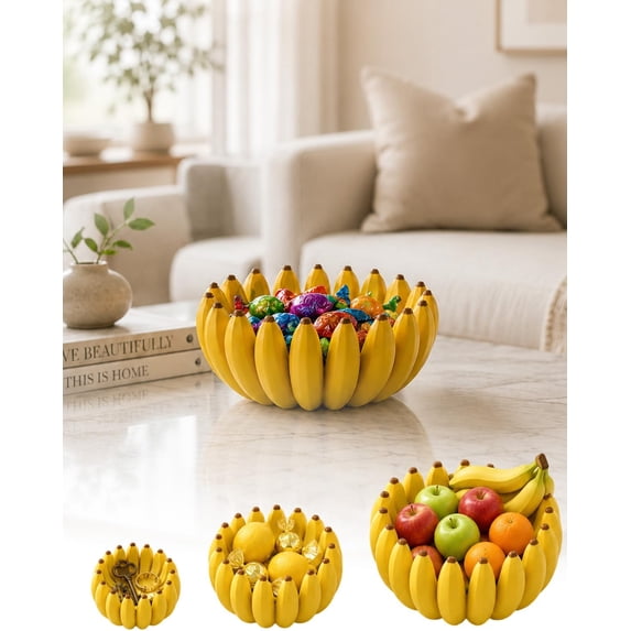 Creative Banana Shape Fruit Bowl, Countertop Basket,5.9in | Playful Open-Air Snack & Produce Organizer for Kitchen Island, Dining Table & Entryway Console