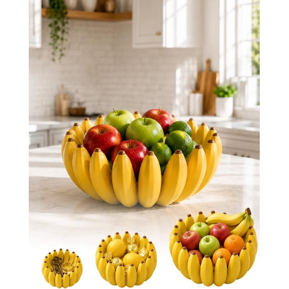 Creative Banana Shape Fruit Bowl, Countertop Basket,9.8in | Playful Open-Air Snack & Produce Organizer for Kitchen Island, Dining Table & Entryway Console