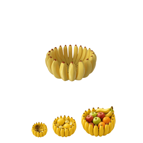 Creative Banana Shape Fruit Bowl, Cute Funny Decorative Fruits Basket, Playful Open-Air Snack & Produce Organizer for Kitchen Island, Dining Table and Home Table Decor