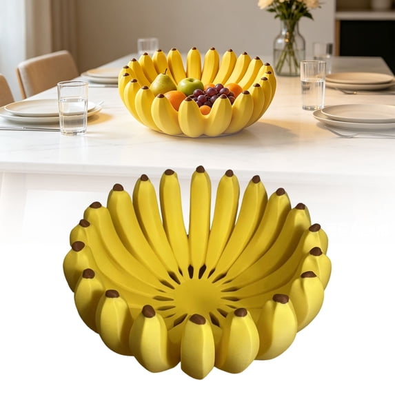 Creative Banana Shape Fruit Bowl, Large Snack Candy Key Holder, Banana Shaped Fruit Bowl, Decorative Fruit Basket, Cute Modern Centerpiece Bowl for Fruits, Vegetables, Home Kitchen Decor, Small
