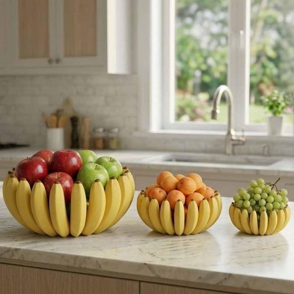 Creative Banana Shaped Fruit Bowl, Banana Shape Fruit Basket Holder for Kitchen Countertop, Novelty Decorative Bowl for Fruits Snacks Candy Storage, Modern Table Centerpiece Home Decor