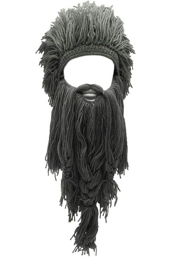 Creative Barbarian Knit Beard Hat Funny Knit Cap Wig Beanie Hats Beard Facemask