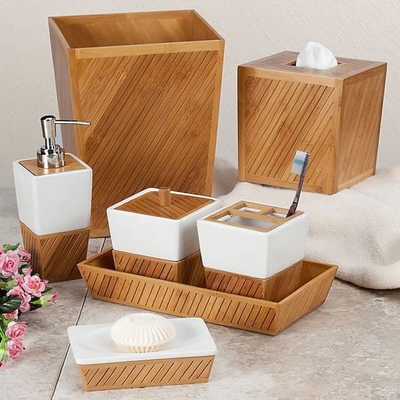 creative bath spa bamboo covered jar