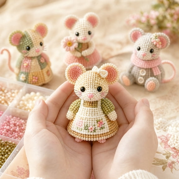 Creative Beaded Mini World 3D DIY Kit Collection, Tiny 3D Beaded Animal DIY Kit, Petite 3D Beaded Animal Craft Kit, DIY Jewelry Art Craft, Gift for Beginners & Craft Lovers