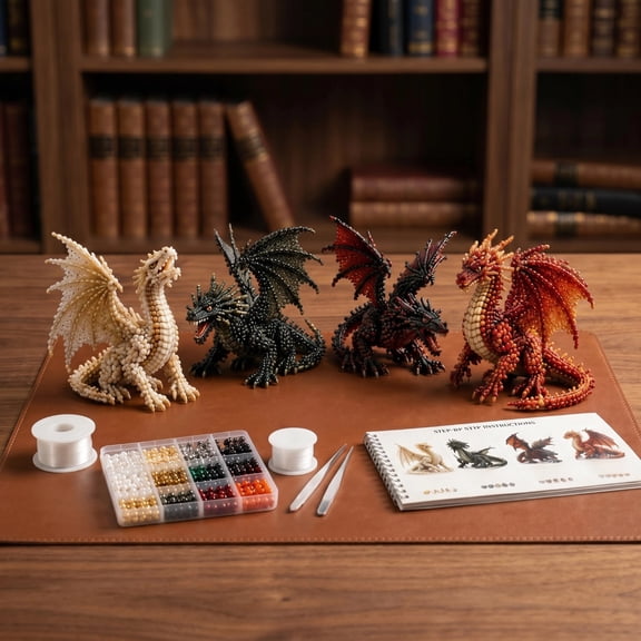 Creative Beaded Mini World 3D EPIC DRAGON Kit, 4-Piece Dragon Ball Embroidery DIY Pearl Craft Set, DIY Kit Collection for Craft Lovers (Dragon)