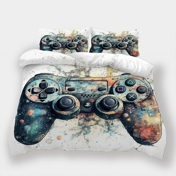Creative Beddding Set Comforter Cover Pillowcase Gamepad Universe Printed Bedspreads,Full (80"x90")