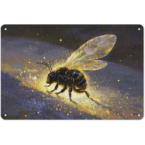 Creative Bee 8x12 Inch Tin Sign Metal Wall Art for Living Room Porch Nature Themed Decor