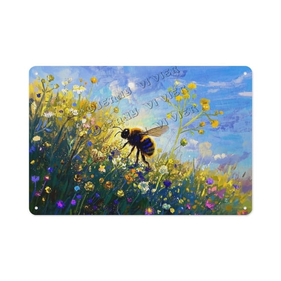 Creative Bee Metal Sign 12x16 Inch Tin Sign for Kitchen, Caf, and Garden Party Dcor
