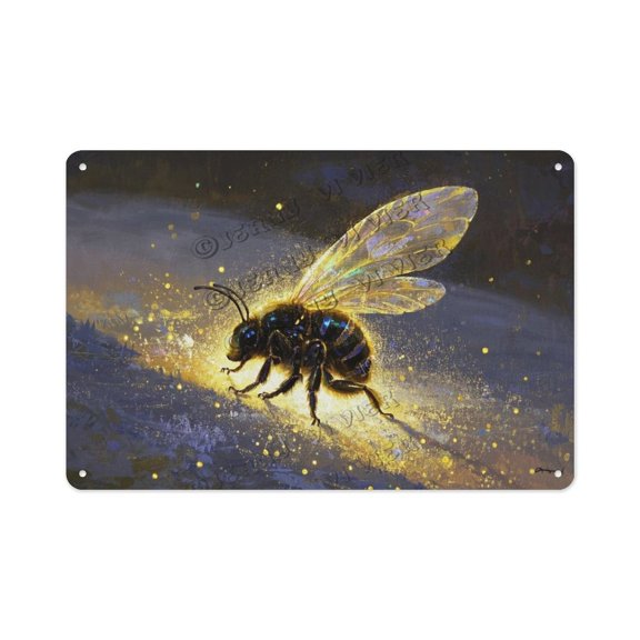 Creative Bee Tin Sign – 12x16 Inch Metal Art for Living Room, Porch, and Nature-Themed Parties