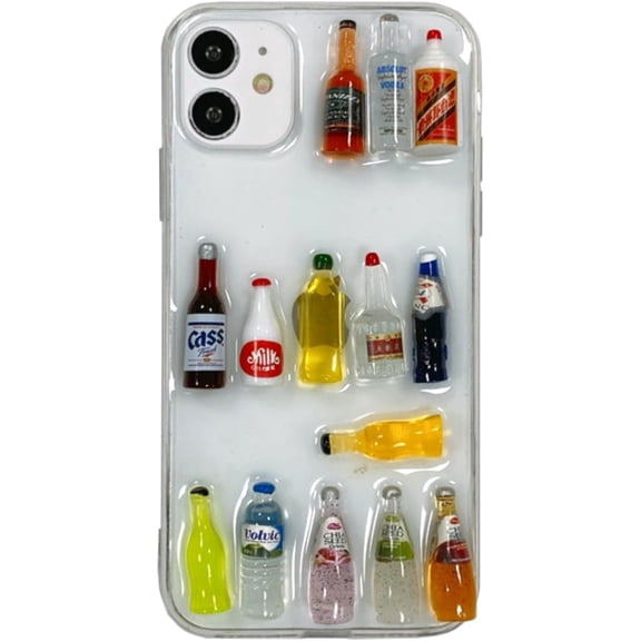 Creative Beer Wine Bottle and Beverage Bottle Clear Unique Phone Case Compatible with iPhone Case (for iPhone XR,Beverage Bottle)