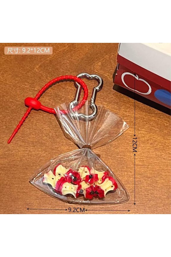 Creative Bitten Apple Heart Shape Key Chain Cute Resin Bag Decor Pendant Matching Keychain Gift for Lovers Best Friends