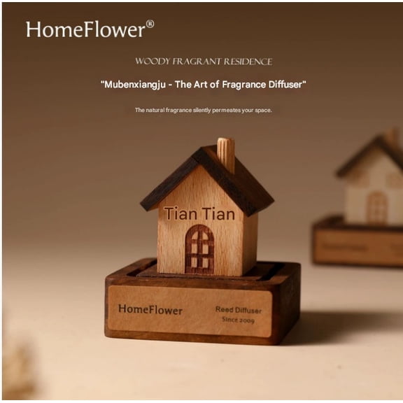 Creative Black Walnut Wood Natural Aroma Diffuser - Indoor Fragrance Wooden Diffuser for Essential Oils, Planet & Small House Ornament