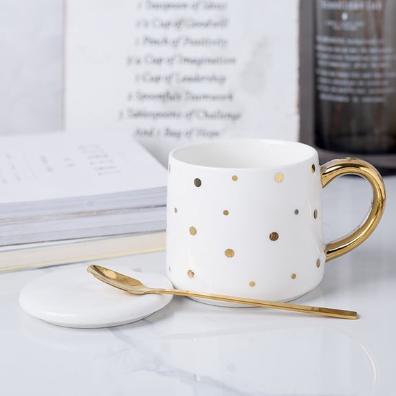 Creative Black and White Geometric Ceramic Mug with Lid - Modern Unisex Coffee Cup for Home and Office