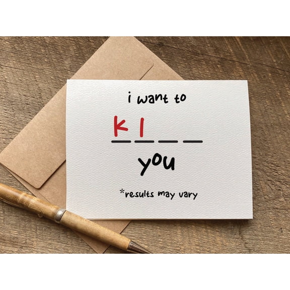Creative Blank Greeting Card - "I Want to K___ You" Fun Design with Envelope - Perfect for Birthdays, Anniversaries, or Just Because