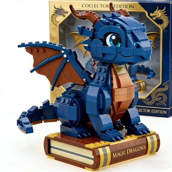 Creative Blue Dragon Building Blocks - Compatible Bricks, DIY Assembly Dragon Toy, Educational Collectible Gift for All Ages