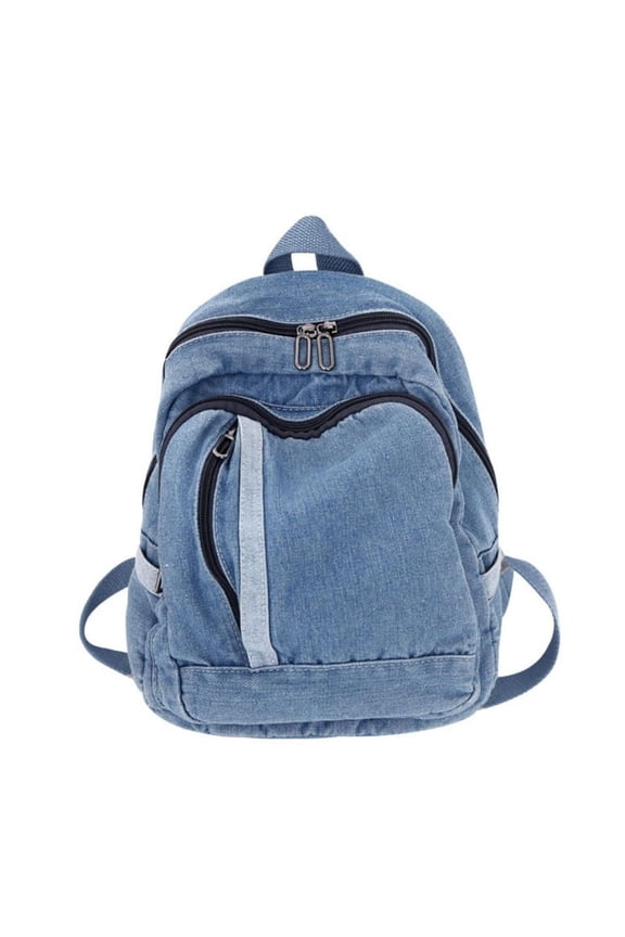 Creative Blue Jean Backpack Denim Daypack Travel Rucksack Double Shoulder Schoolbag for Friend Birthday Daily Wear