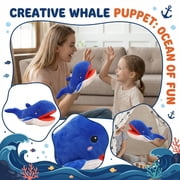 Creative Blue Whale Plush Hand Puppet Interactive Storytelling Toy for Imaginative Play and Marine Life Education Gift for Birthdays and Holidays