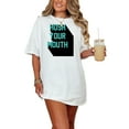 thumbnail image 1 of Creative Bold Text Design Statement Hush Your Mouth, White Comfort Colors T-Shirt, Small, 1 of 3