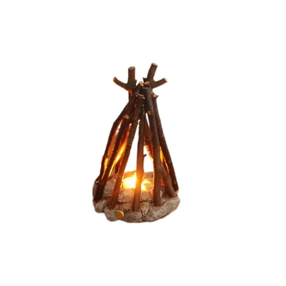 Creative Bonfire Night Light with White Noise, Robust Rubberwood Handmade LED Firelight, Sturdy Resilient 3D Desktop Decor & Phone Stand, Retro Sleep Aid Lamp