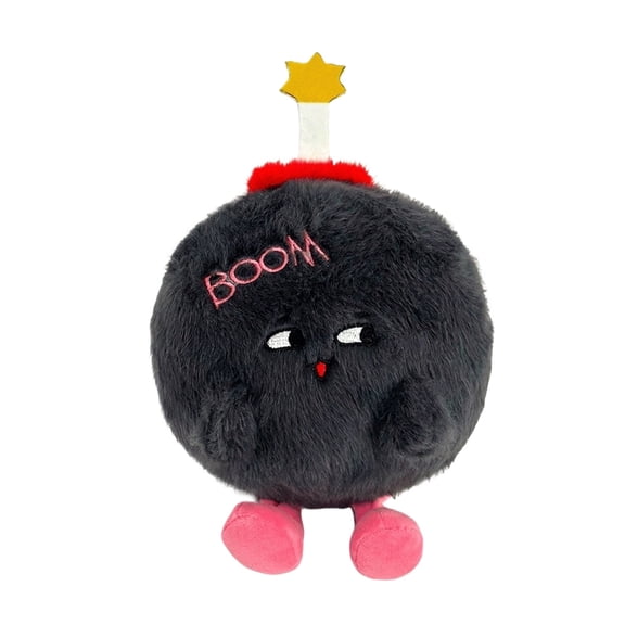 Creative Boom Bomb Plush Toy Soft Round Stuffed Doll, Fun and Quirky Decorative Pillow for Gamers and Modern Room Accents Display 6.29-inch
