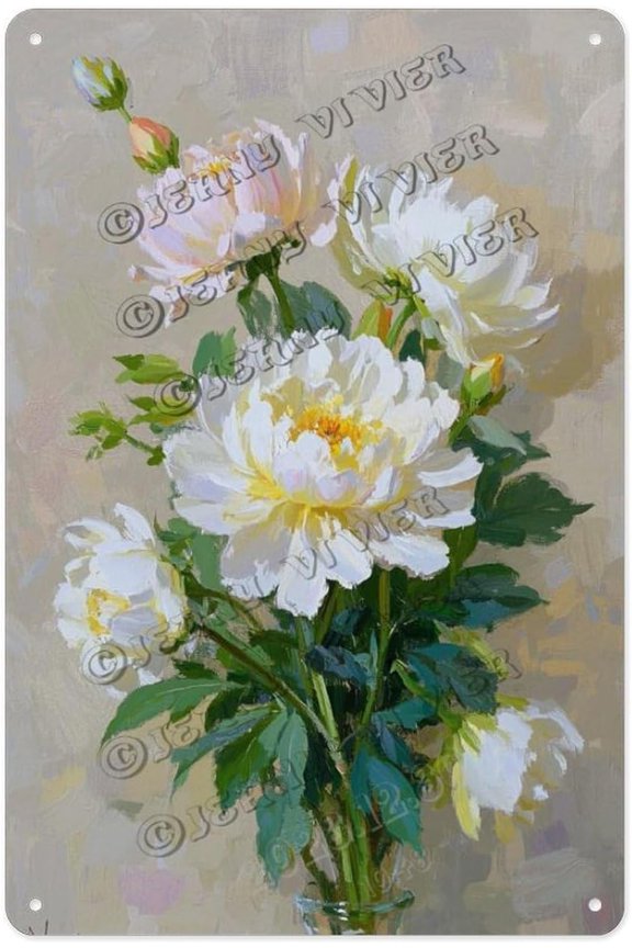 Creative Bouquet Tin Sign 12x16 Inch Unique Aluminum Decorative Tin Sign for Contemporary Home, Studio, or Boutique Gift for Art Lovers