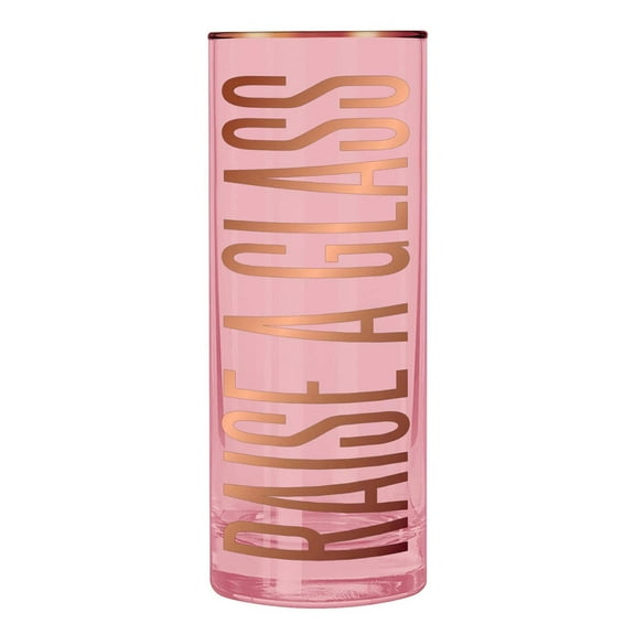 Raise A Glass Collins Cocktail Glass in Pink | 17 oz.