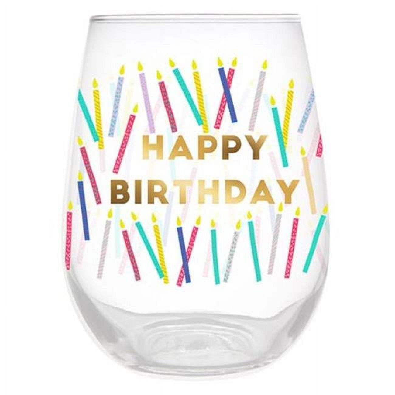 Creative Brands 1004859358 20 oz Birthday Stemless Wine Glass Happy