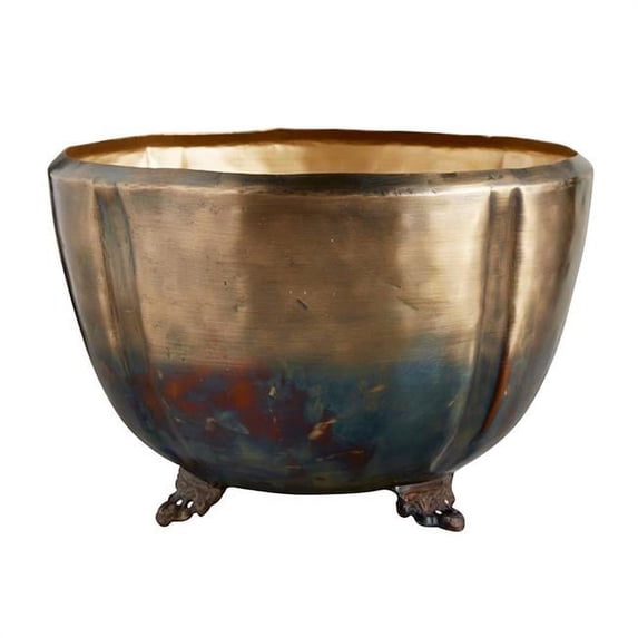 Creative Brands AMR921 10.25 x 6.75 in. Two Tone Brass Planter, Large
