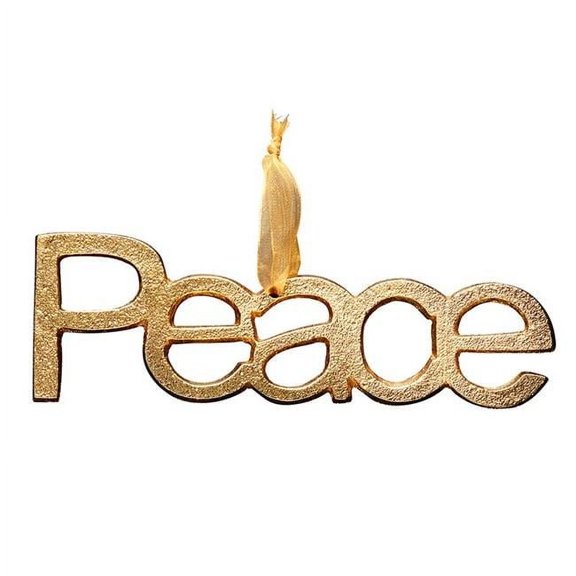 Creative Brands BMR395 6 x 2 in. Metal Peace Ornament, Gold