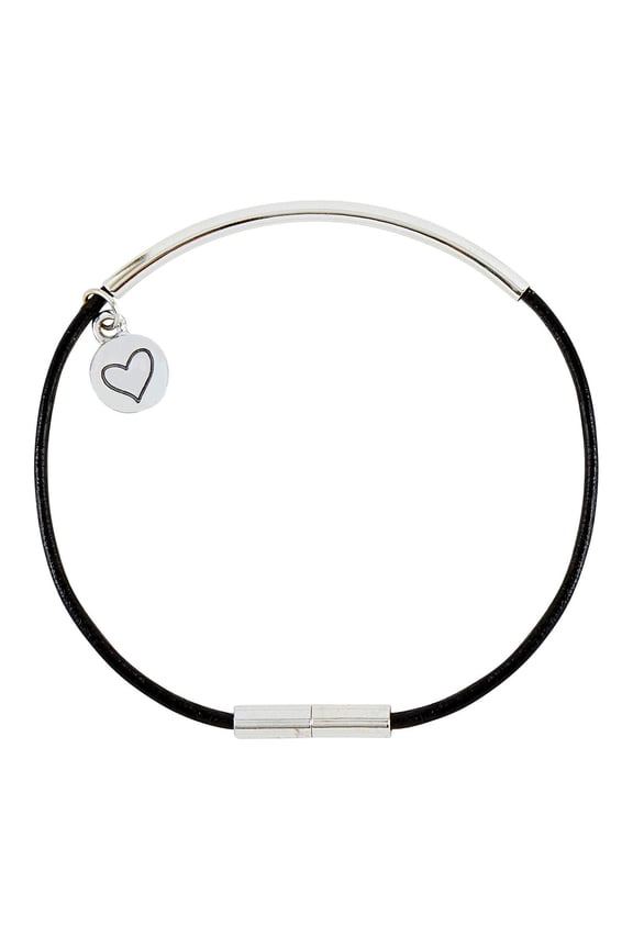 Faithworks - Thought Keepers Leather Bracelet with Magnetic Clasp, 7.5-Inch, Black-Silver