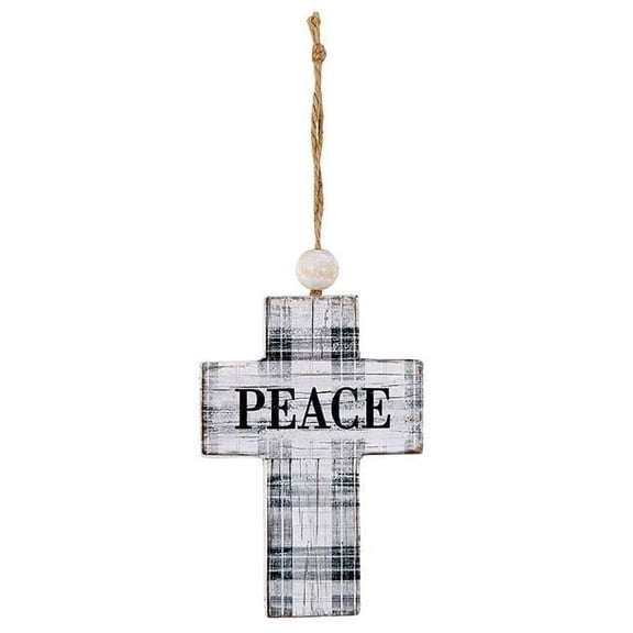 Creative Brands J5833 7 in. Spiritual Harvest Peace Plaid Cross