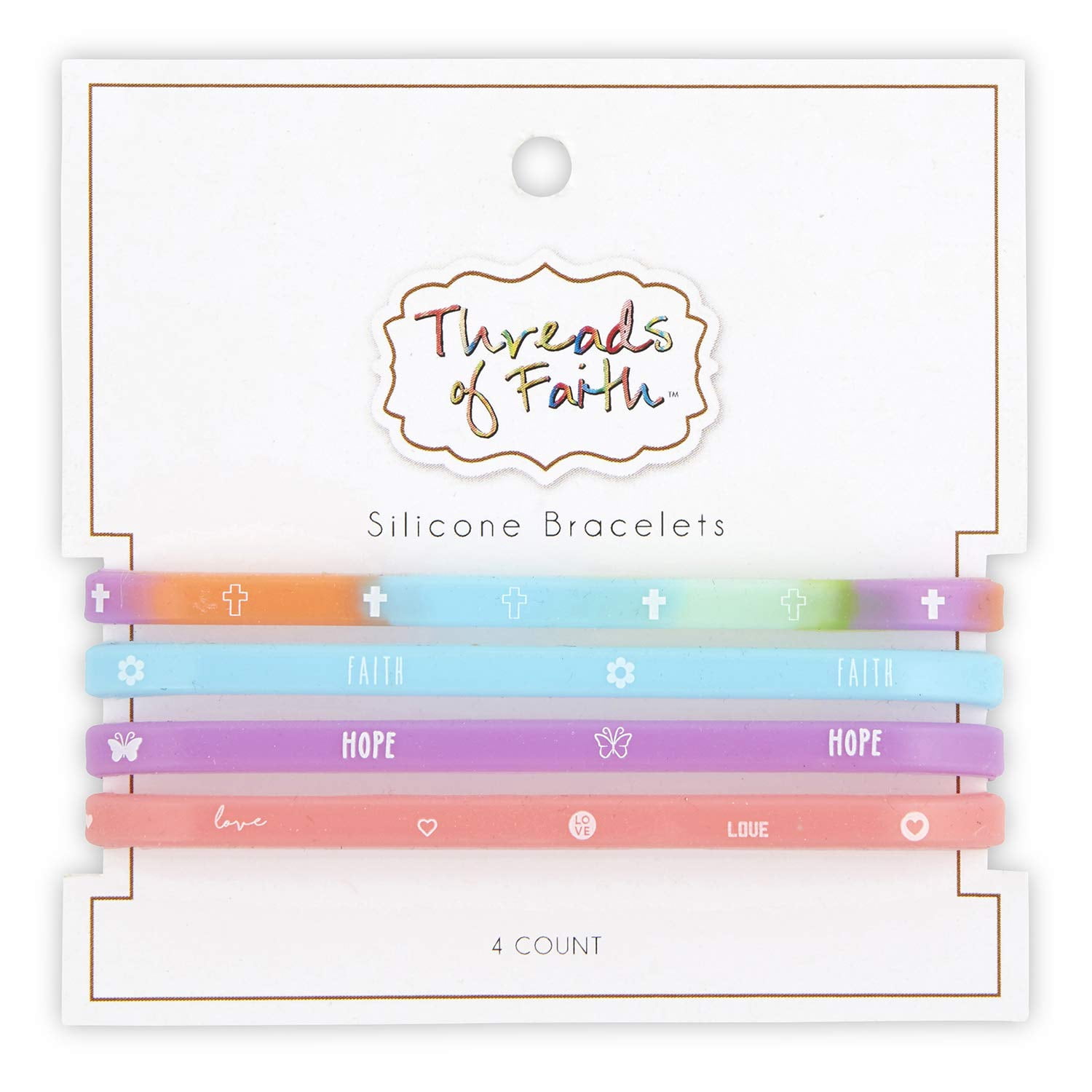 Creative Brands Threads of Faith Silicone Bracelet Set, Pastel Purple 4 ...