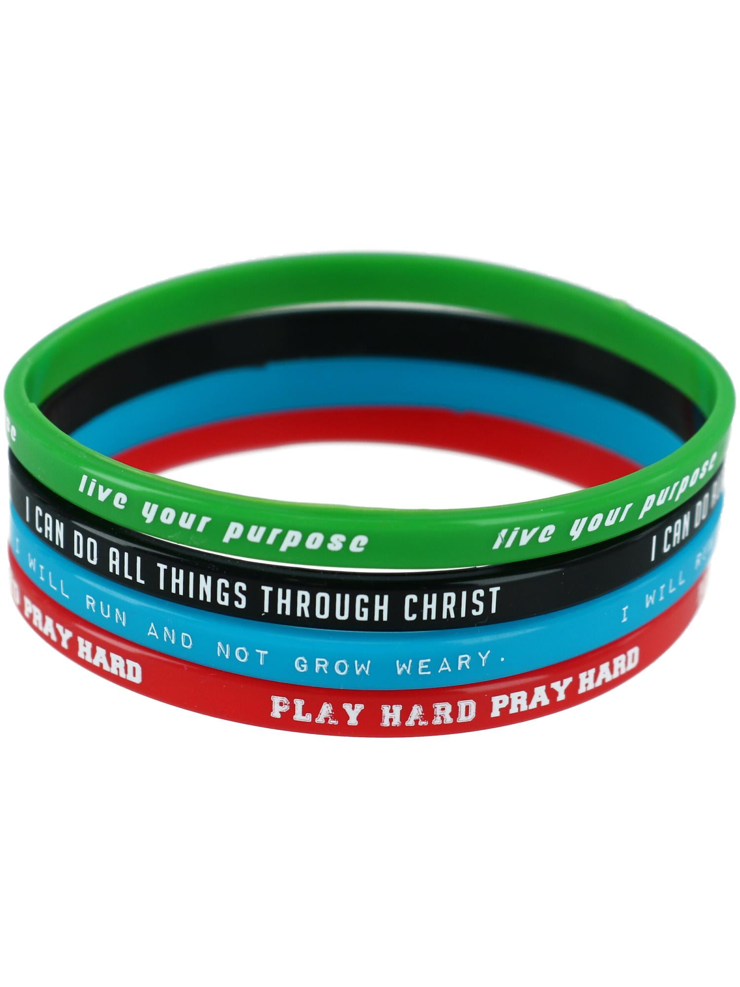 Creative Brands Threads of Faith Silicone Bracelet Set, Play Hard 4 ...