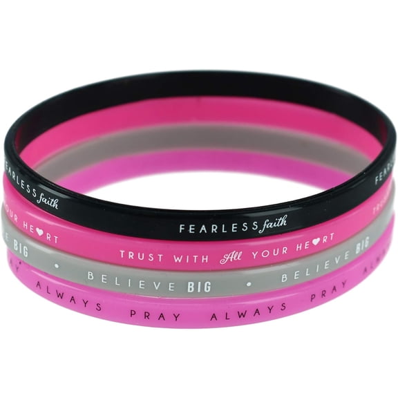Creative Brands Faithworks Threads of Faith Silicone Wristband Bracelets, Set of 4