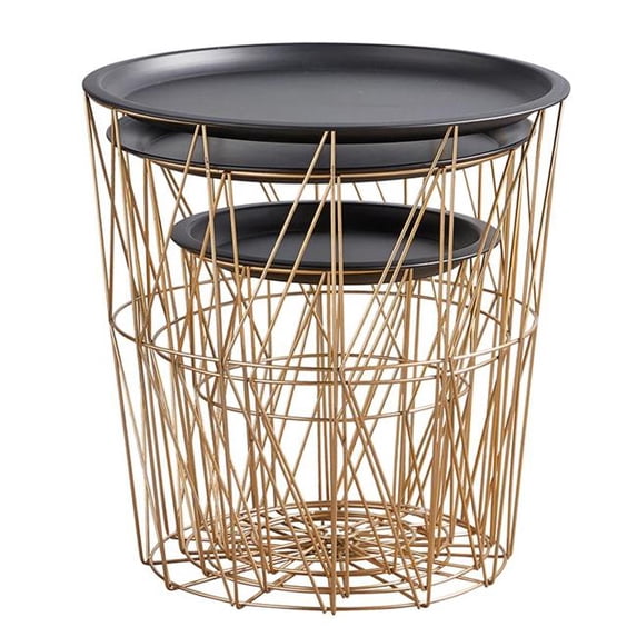 Creative Brands Wire Table - Set of 3 - Gold