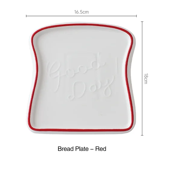 Creative Bread Shaped Ceramic Breakfast Plate Toast Dishes Salad Fruit Snack Tray Household Tableware Dinner