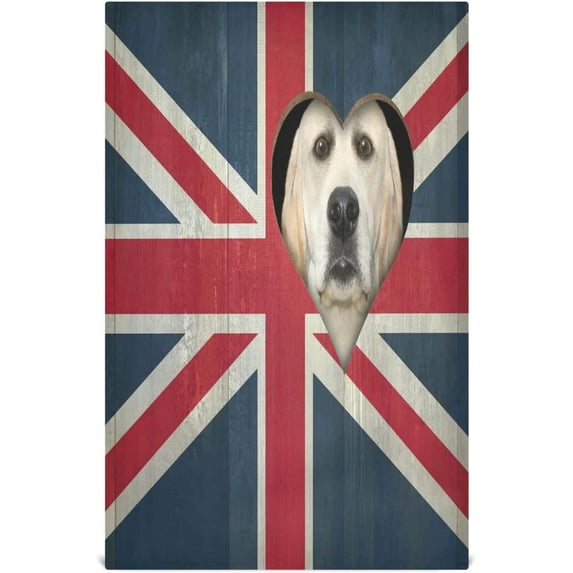 Creative Britan Flag Tea Towels 4 Pack Funny Labrador Dog Kitchen Dish Cloth with Hanging Loop, 18"x28" Lint-Free Absorbent Towel for Kitchen Drying Wiping and Cleaning