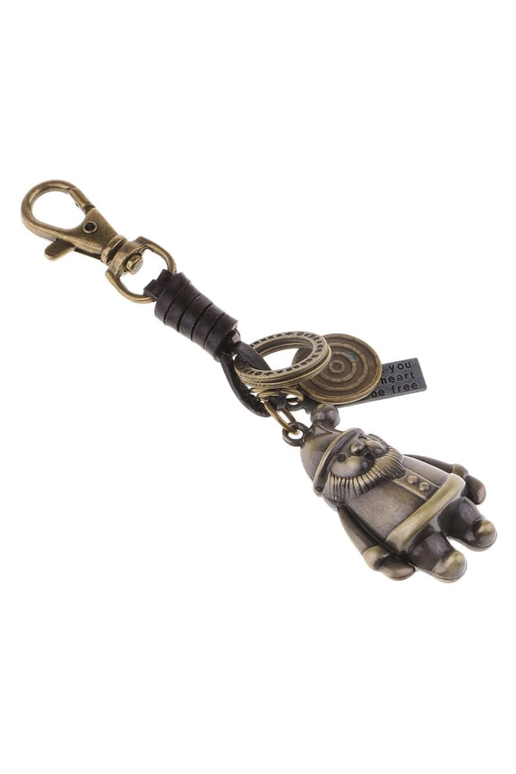 Creative Bronze Alloy Santa Claus Pendent Keychain Key Fob Circle Christmas Gift