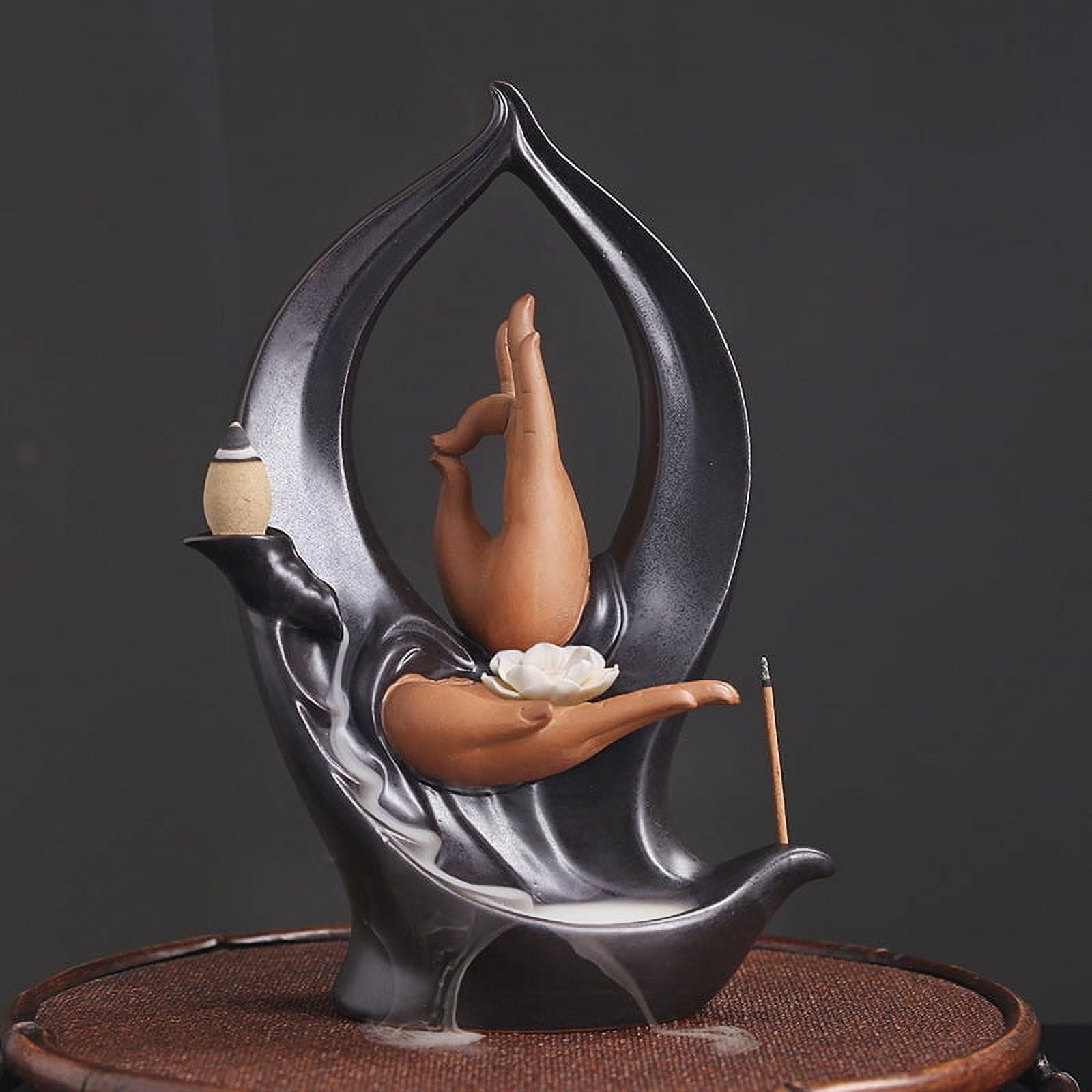 Creative Buddha Hand Incense Smoked Burner,High Mountain Flowing Water Backflow Incense Holder for Yoga Meditation Relaxation Office Gift (Buddha Hnad)