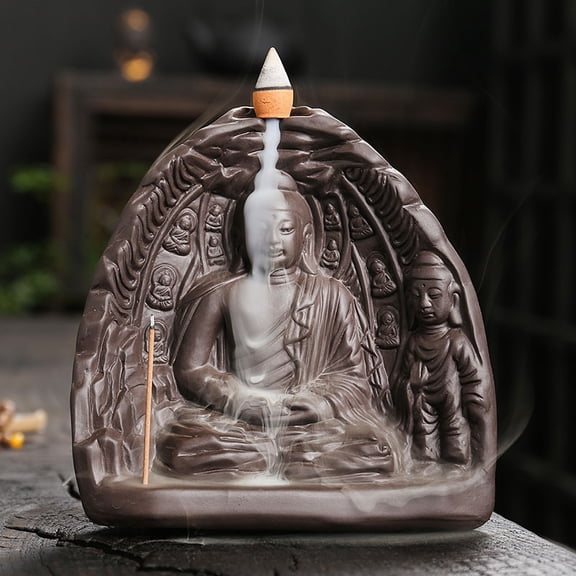 Creative Buddha Hand Incense Smoked Burner,High Mountain Flowing Water Backflow Incense Holder for Yoga Meditation Relaxation Office Gift (Waterfall)