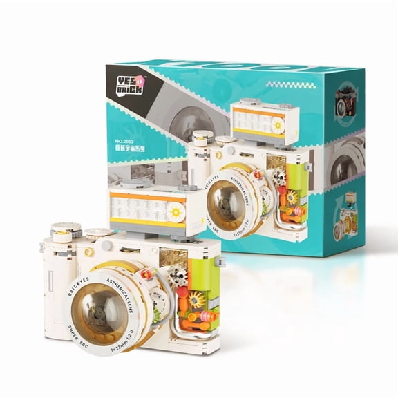 Creative Building Blocks: Mechanical Universe Retro Camera – Assembled Handmade Toy Model Ornament – DIY Educational & Leisure Toy