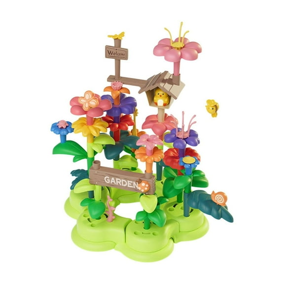 Creative Building Blocks Set, Flower Arrangement DIY Toy, 51 PCS Colorful Interlocking Blocks, Educational Construction Toy for 4-5 Years, STEM Learning Gift (17.12x12.59x2.75in)