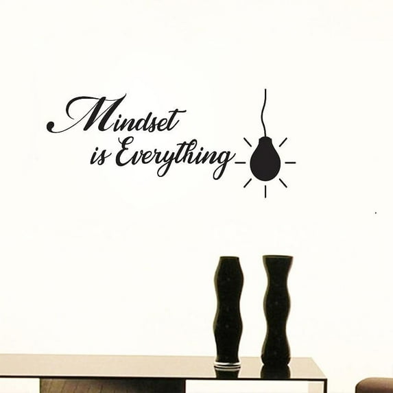 Creative Bulb Wall Sticker Mentality Is Everything Classroom Office Decoration Inspirational Quote Wall Decals Art Murals 43x17cm