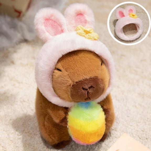 Creative Bunny Plush Toy Easter Capybara Cos Rabbit Stuffed Animal Doll Fun Gift ( Hat Can Be Removed!)